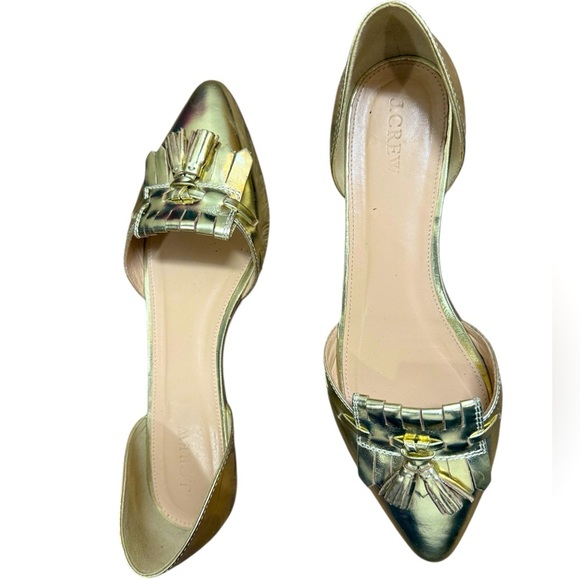 J. Crew 9 EUC Gold Flats with D'Orsay Design - Picture 1 of 13